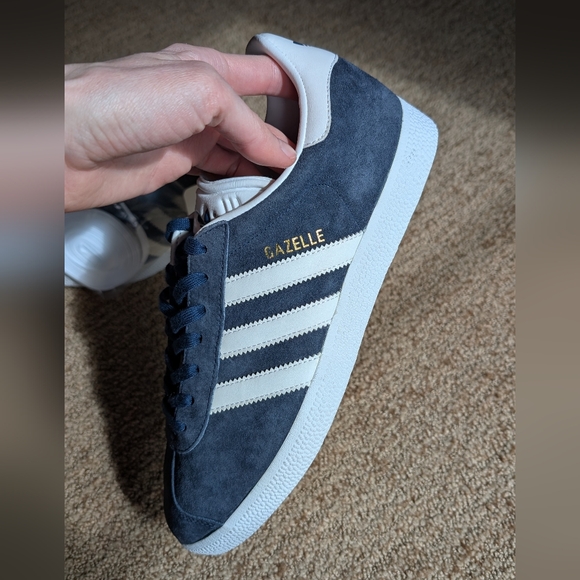 Adidas Gazelle Navy White Suede Sneakers Women's - Picture 5 of 9